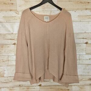 Cotton On Oversized Sweater Knit Crochet Size Large Pastel Pink Peach Ribbed
